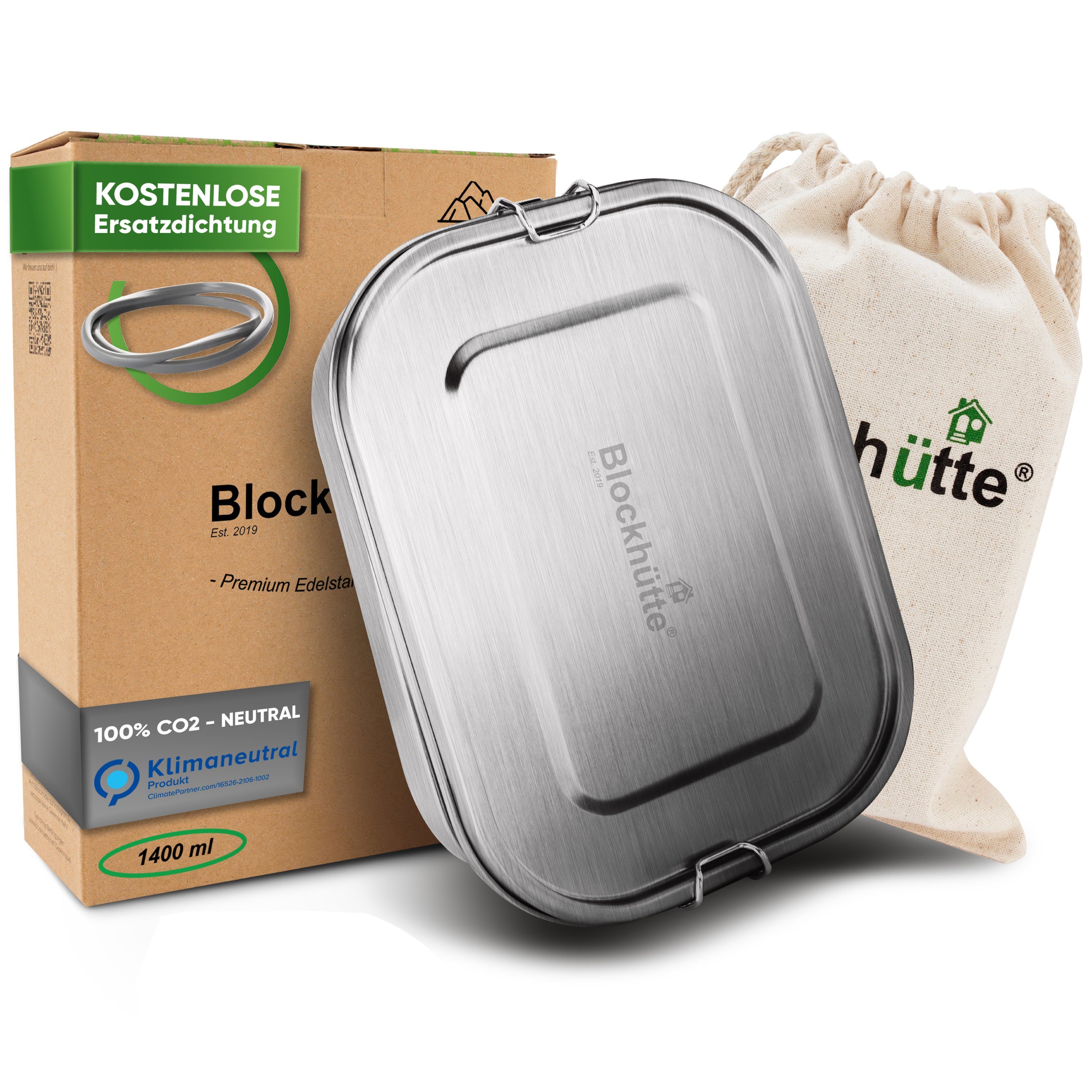 Blockhütte Lunchbox hochwertige Edelstahl Brotdose mit 3 flexiblen Fächern, auslaufsicher, backofenfest, stapelbar, Leben lang wiederverwendbar