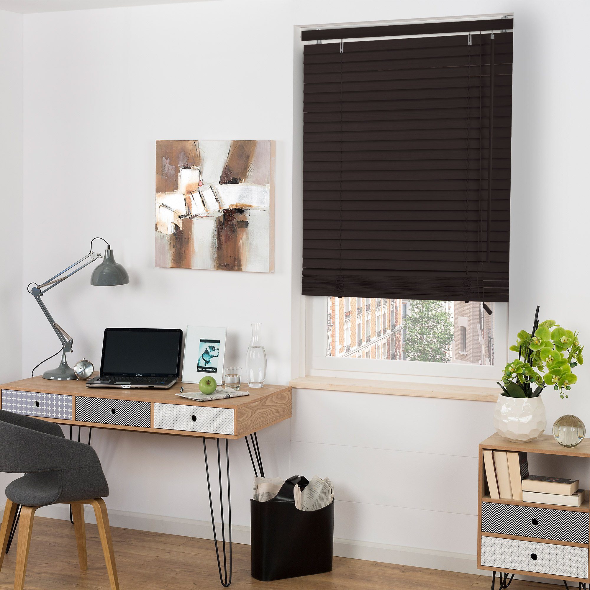 Jalousie SolDecor JH3, Sol Royal, Holzjalousie Dunkelbraun