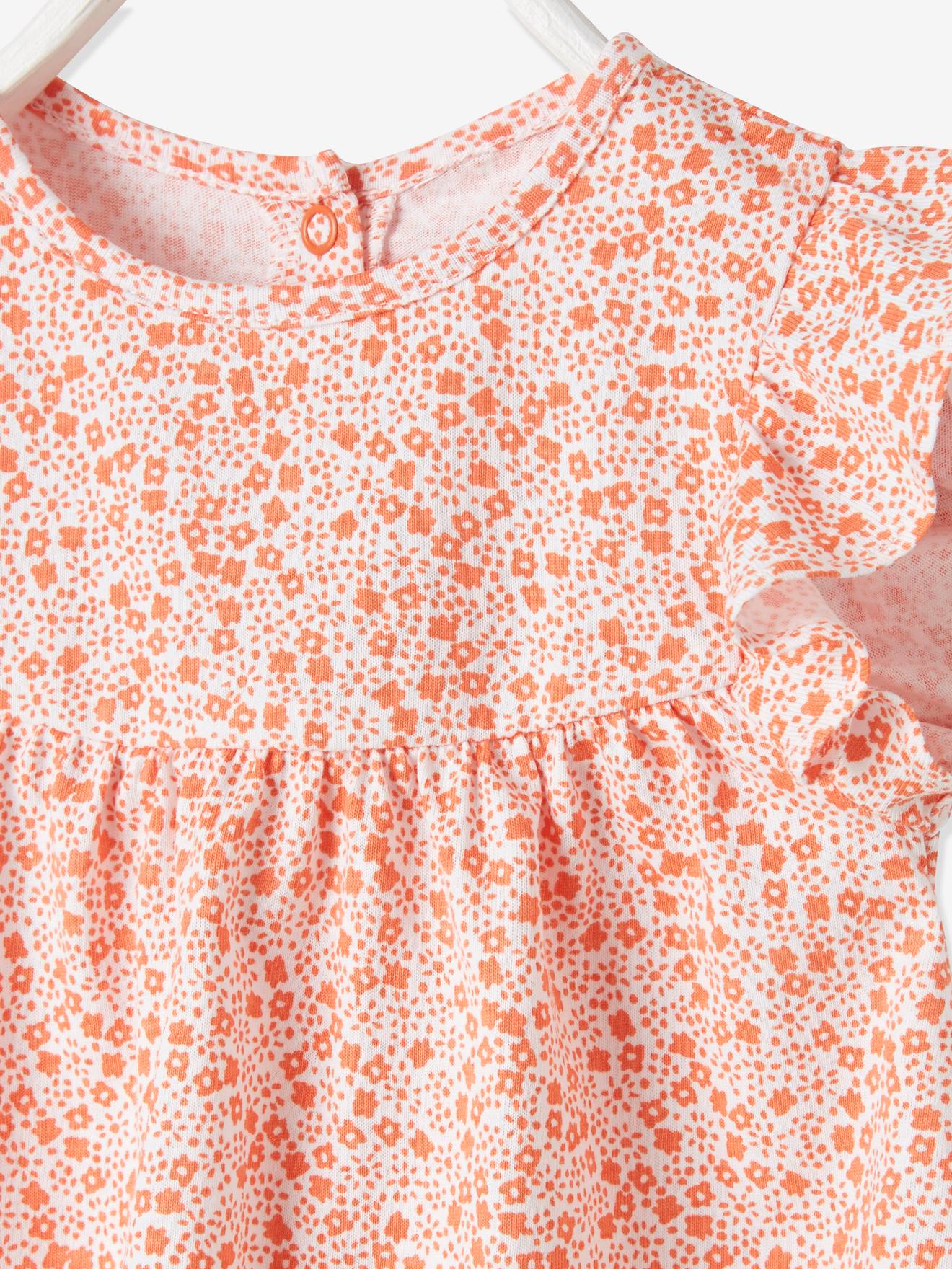 Vertbaudet Mädchen Baby T-Shirt, Blumen Oeko-Tex - rosa bedruckt