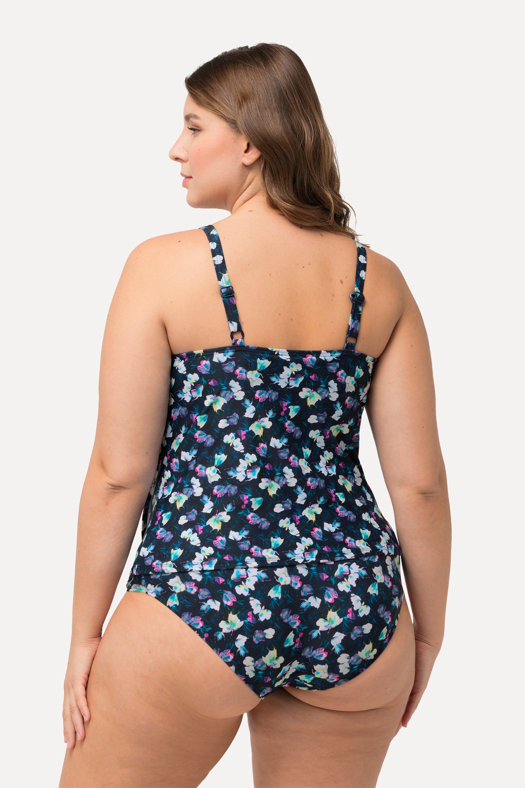 Ulla Popken Tankini Bellieva-Tankini Zweiteiler Blumenmuster Raffung
