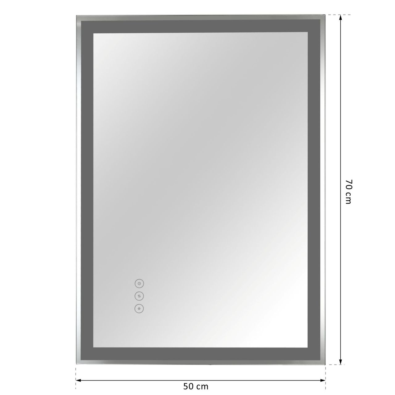 kleankin Badezimmerspiegel LED-Spiegel Nebelfreier Wandspiegel Touch-Schalter 3 Farben Alu 70 x 50 x 3 cm