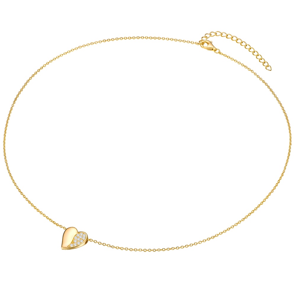 Rafaela Donata Chaîne Coeur Argent sterling Oxyde de zirconium (CZ) en Or jaune collier