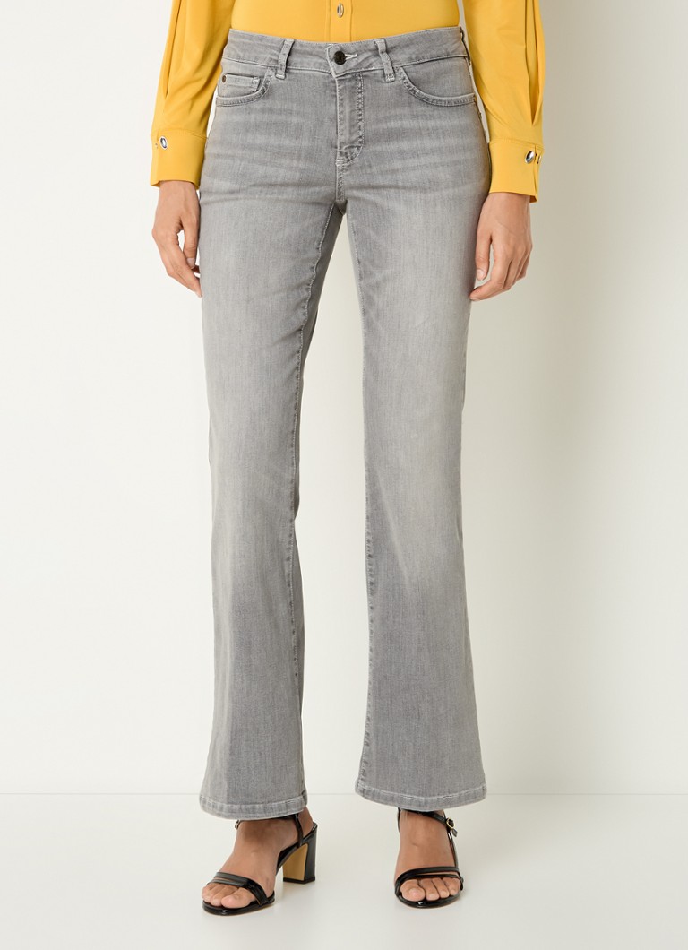 Blugi evazați cu talie joasă Claudia Sträter, cu imprimeu colorat și distressed