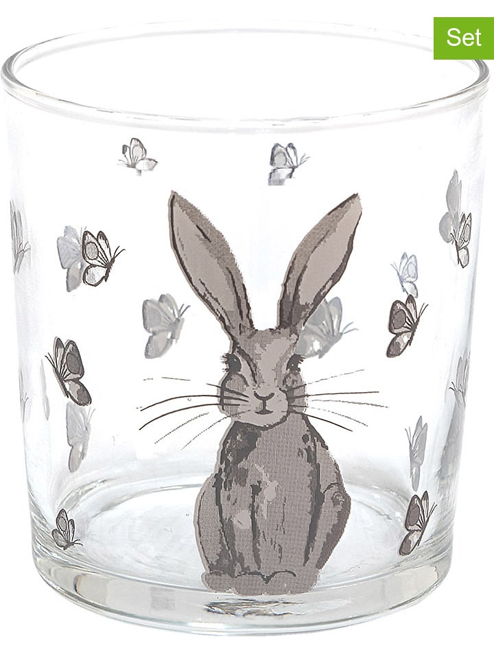 Clayre & Eef 2er-Set: Trinkgläser in Transparent/ Grau - 340 ml günstig kaufen onesize