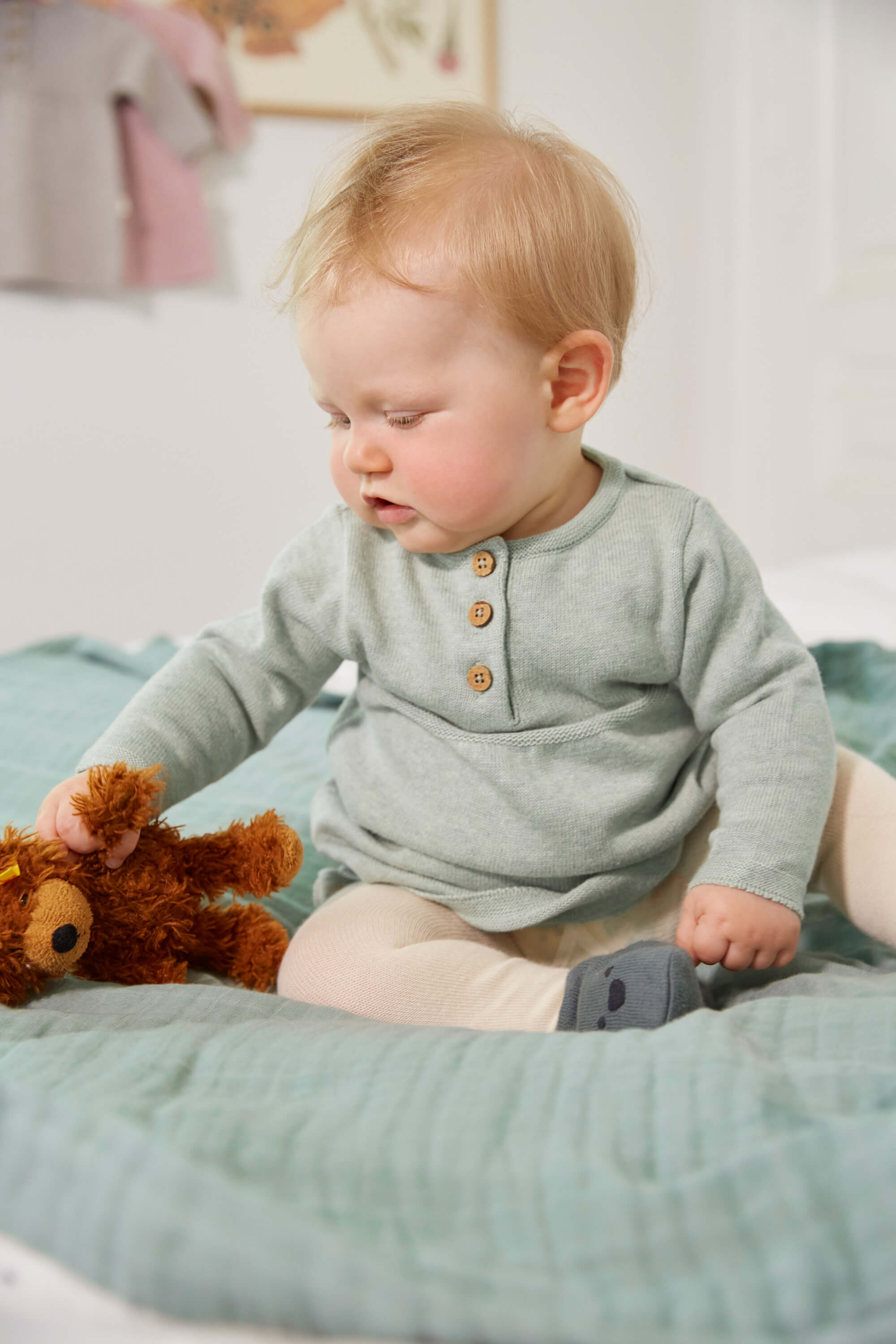 Babykleid - Strick Bio-Baumwolle, Salbei
