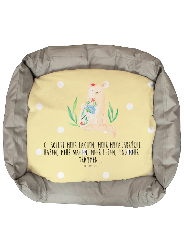 Mr. & Mrs. Panda Katzenbett Katze Blumen mit Spruch in Gelb Pastell günstig kaufen onesize