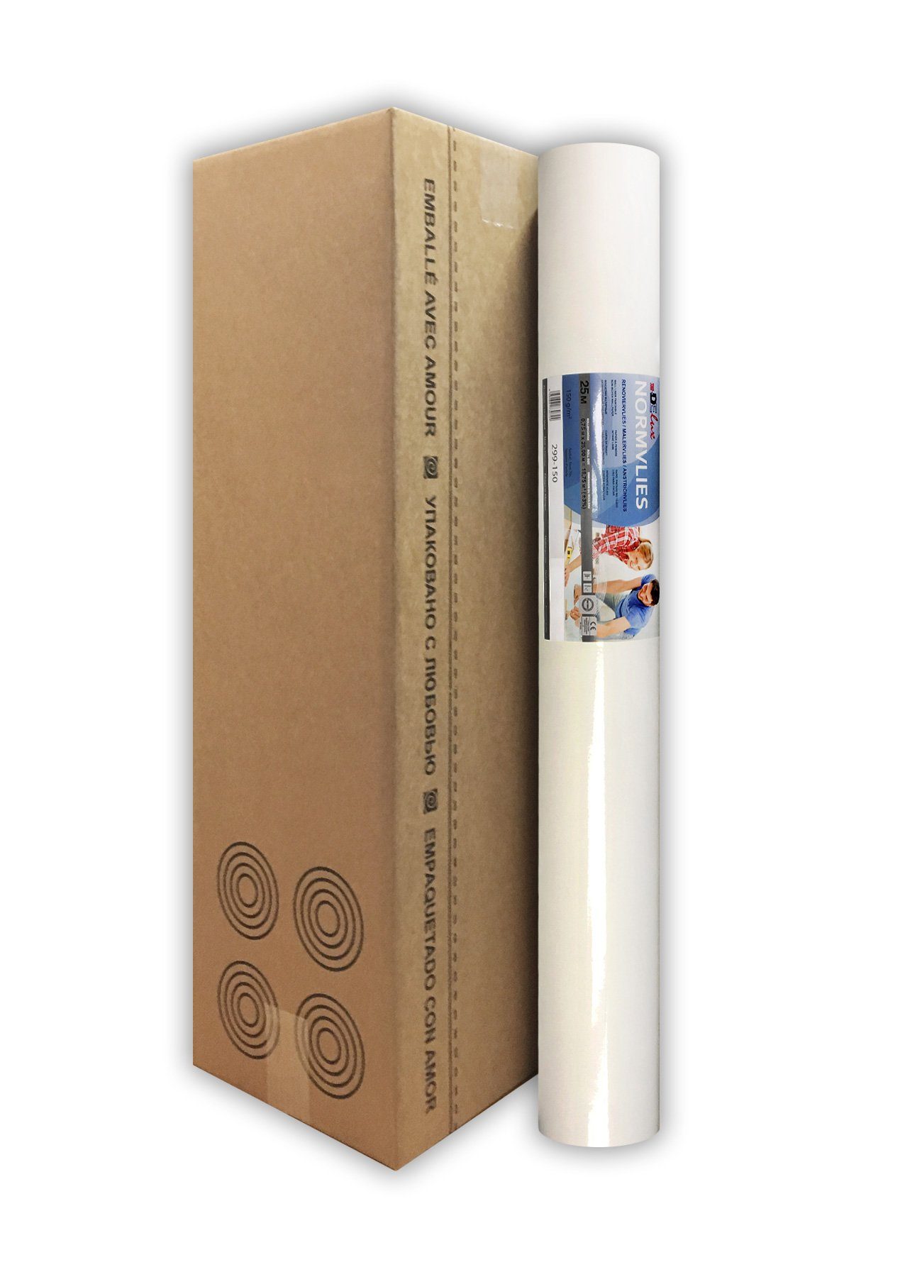 Profhome Vliestapete 299-150-4-O, glatt, matt, einfarbig, unifarben, (Renoviervlies Glattvlies Malervlies, 150 g/m2, 1 Karton mit 4 Rollen / 75 m2 weiss), Reparaturvlies Anstrichvlies glasfaserfrei, atmungsaktiv, rissüberbrückend, überstreichbar