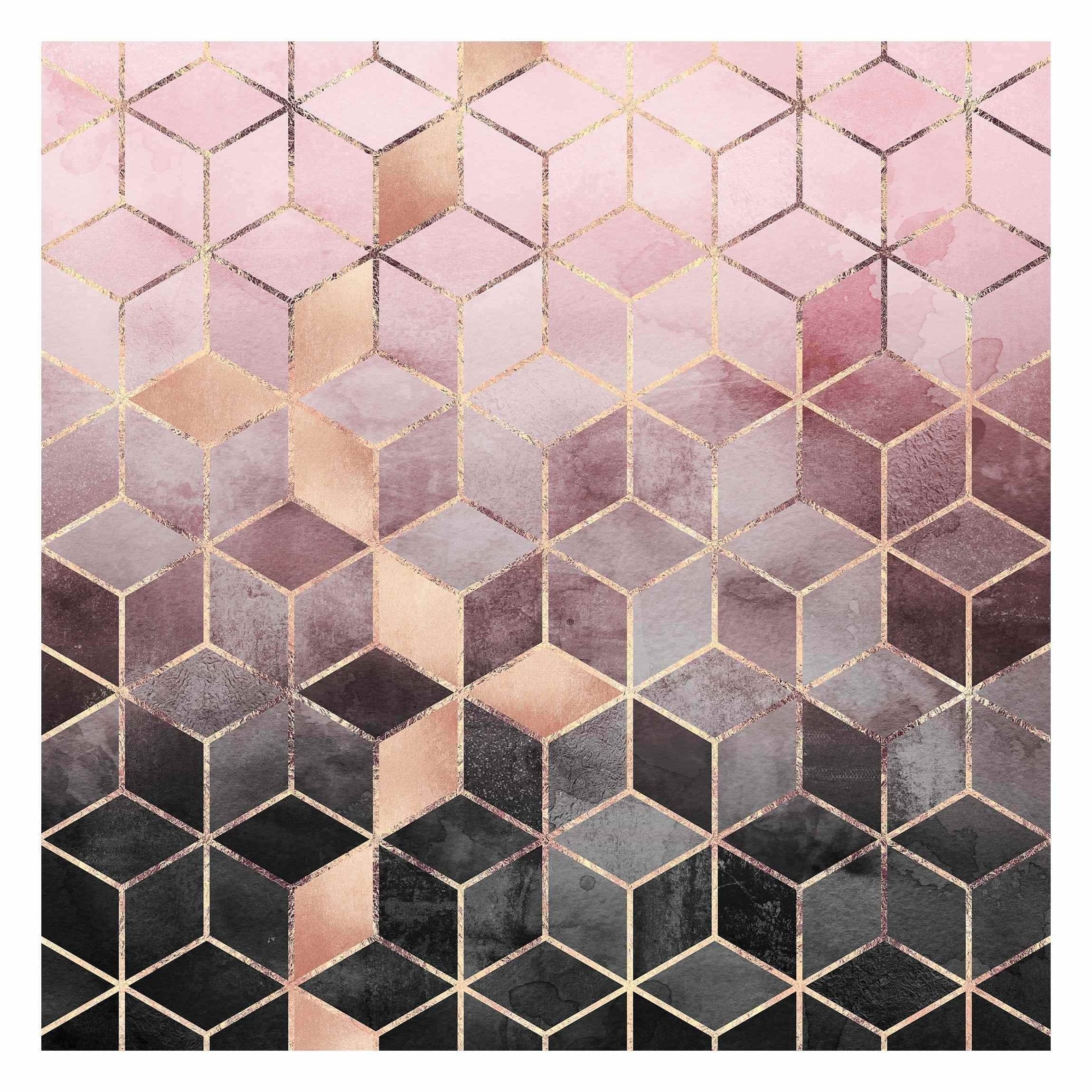 Bilderdepot24 Vliestapete Abstrakt Rosa Grau goldene Geometrie Tapete Wanddeko Modern Kunst, Glatt, Matt, (Inklusive Gratis-Kleister oder selbstklebend), Wohnzimmer Schlafzimmer Küche Flur Fototapete Motivtapete Wandtapete