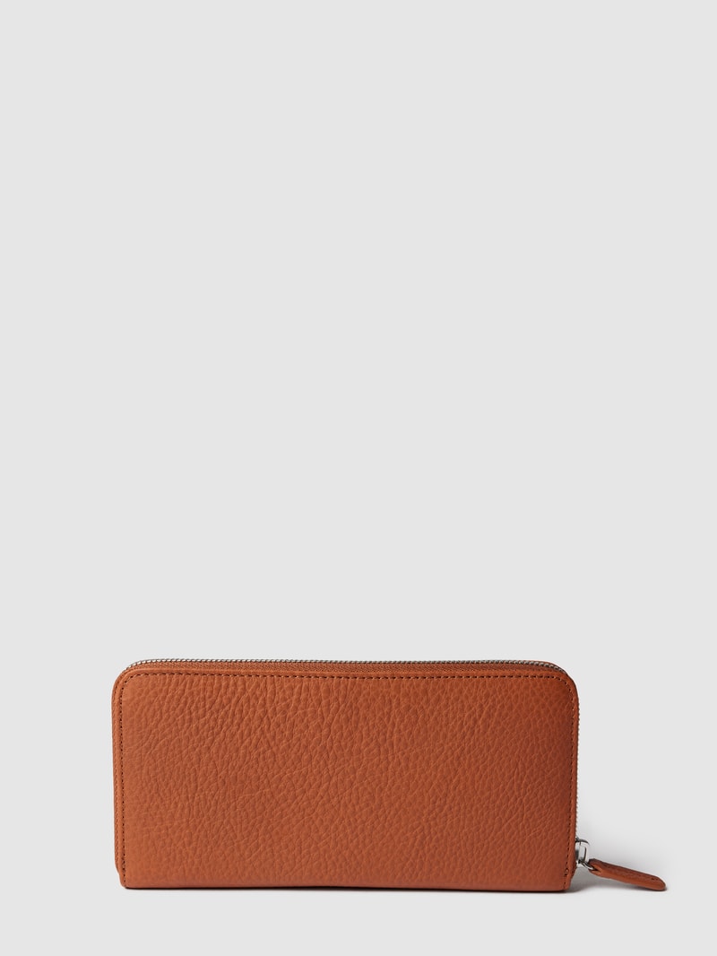 Portemonnaie mit Label-Detail Modell 'Emilie' in cognac