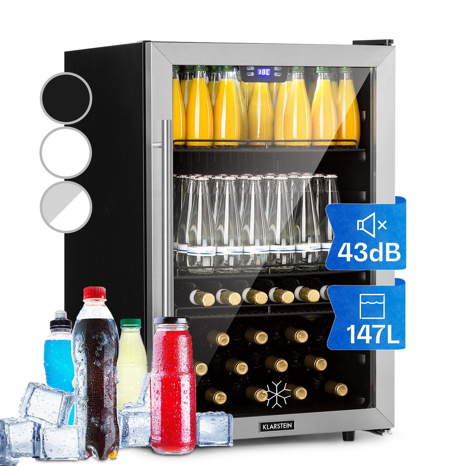 Klarstein Getränkekühlschrank HEA8-Beersafe-148 10033435A, 84 cm hoch, 55 cm breit, Bierkühlschrank Getränkekühlschrank Flaschenkühlschrank mit Glastür