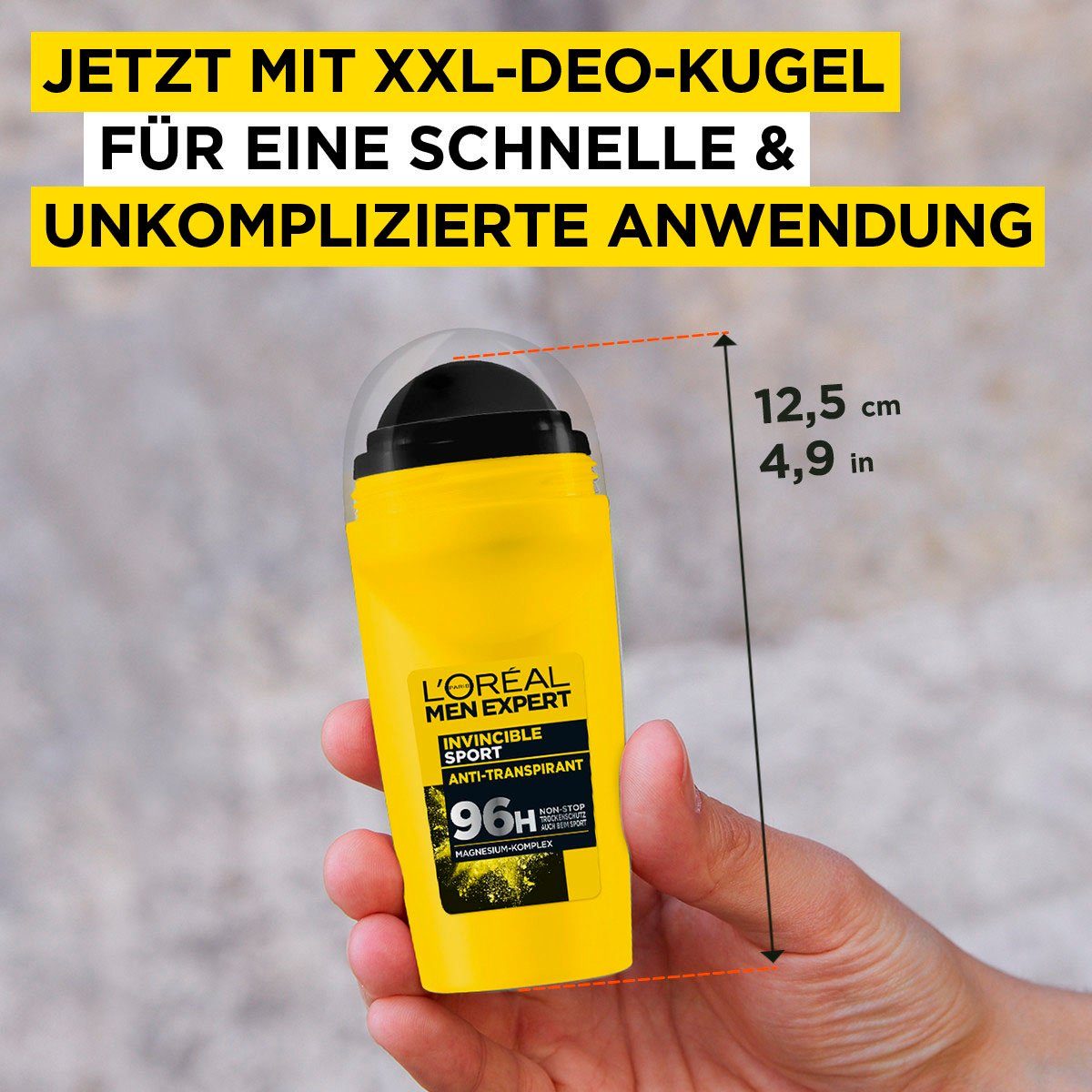L'ORÉAL PARIS MEN EXPERT Deo-Roller Invincible Sport Anti-Transpirant, Zuverlässiger Deo Schutz beim Sport
