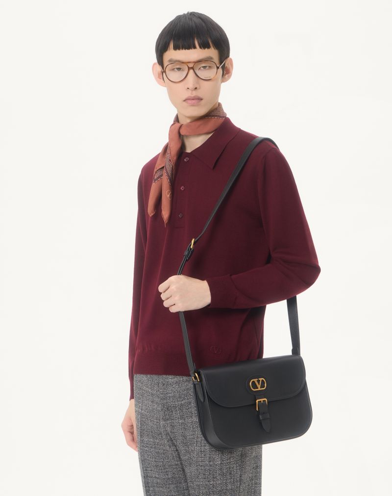 Valentino poloshirt van wol met V-logo borduurwerk