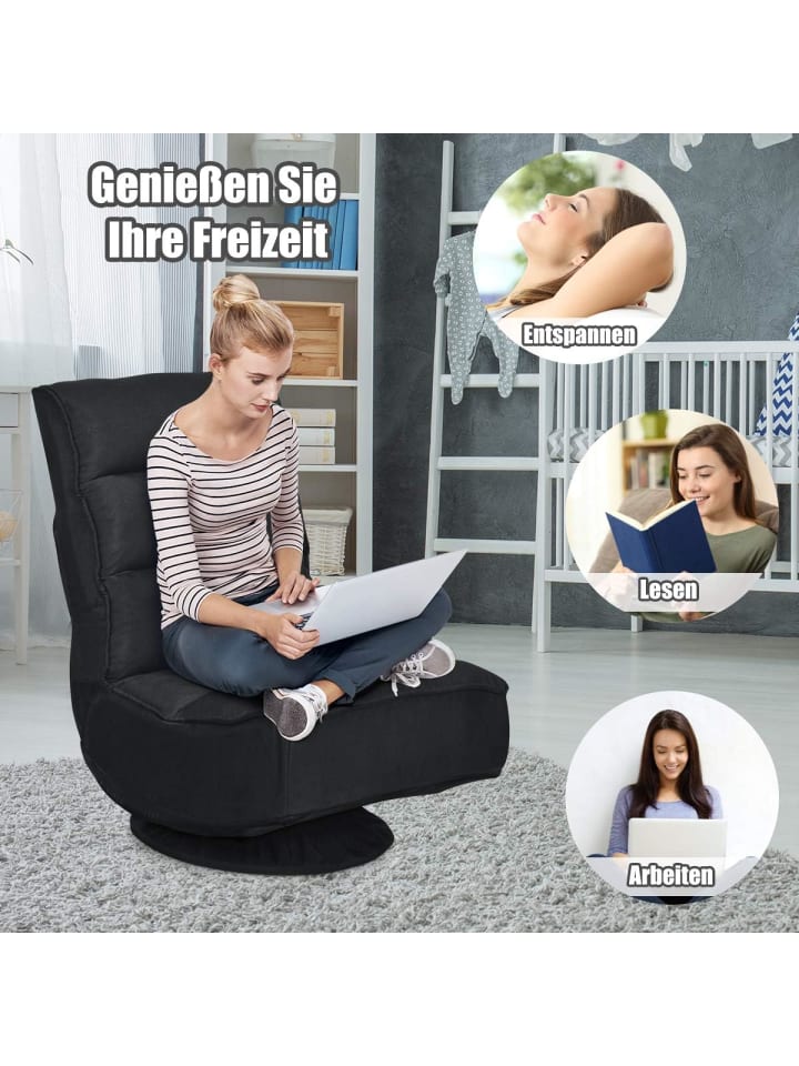 COSTWAY Bodenstuhl 360°drehbar in Schwarz günstig kaufen onesize