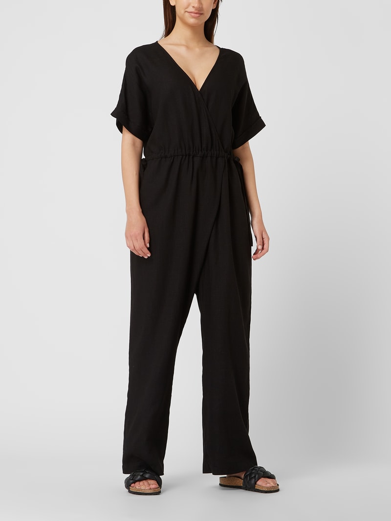Jumpsuit mit Leinen-Anteil Modell 'Gulia' in schwarz