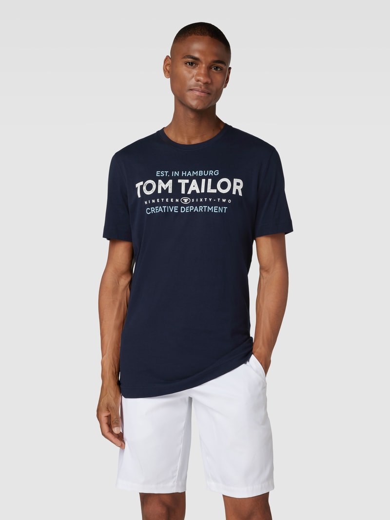 T-Shirt mit Label-Print in marineblau