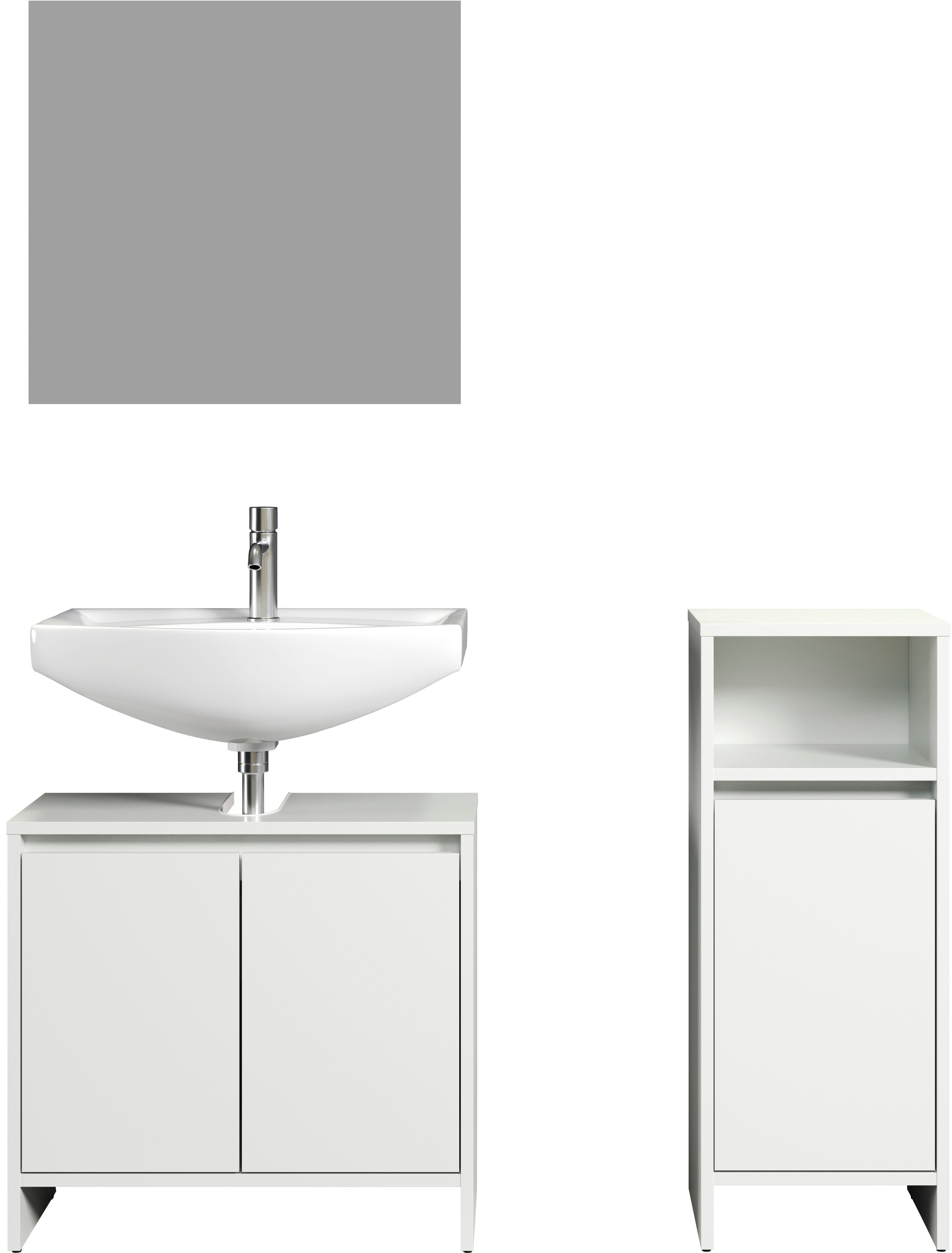 INOSIGN Badmöbel-Set Banta, (3-St), 3 Teile, Breite 107 cm, Tiefe 28 cm, grifflos, weiß, matt