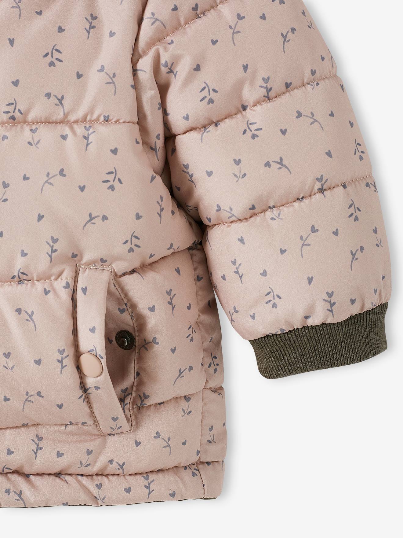 Vertbaudet Wendbare Baby Jacke mit Kapuze, Wattierung Recycling-Polyester - khaki