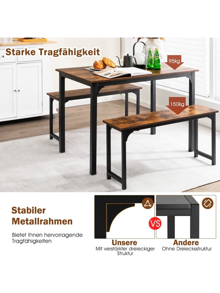 COSTWAY Essgruppe 3er-Set in Braun günstig kaufen onesize