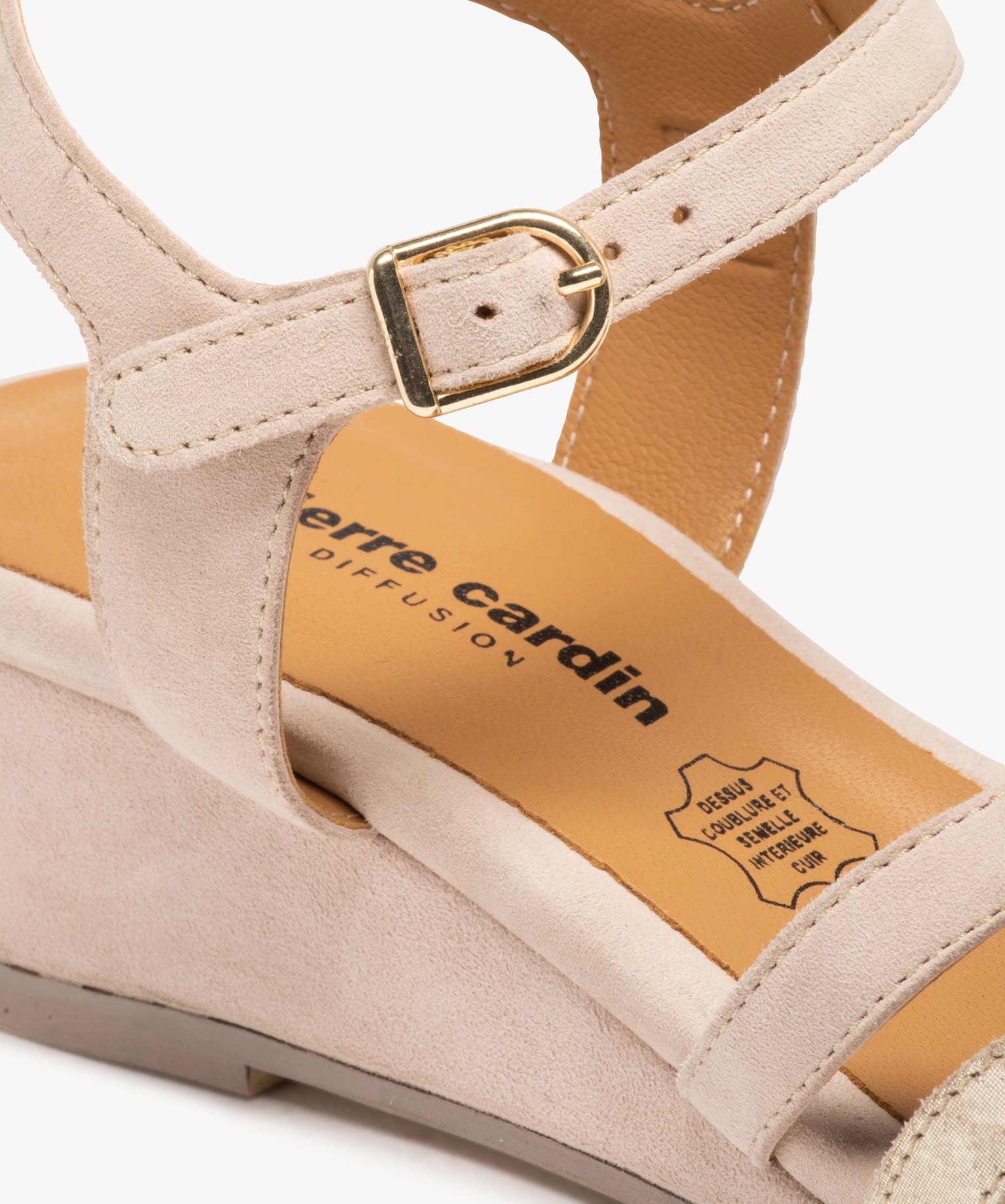 Sandales femme à talon dessus cuir brillant – Pierre Cardin beige | GEMO
