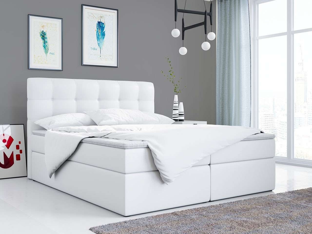 MKS MÖBEL Boxspringbett TOP 1, mit Bettkasten, Doppelbett mit Multipocket-Matratze und Topper