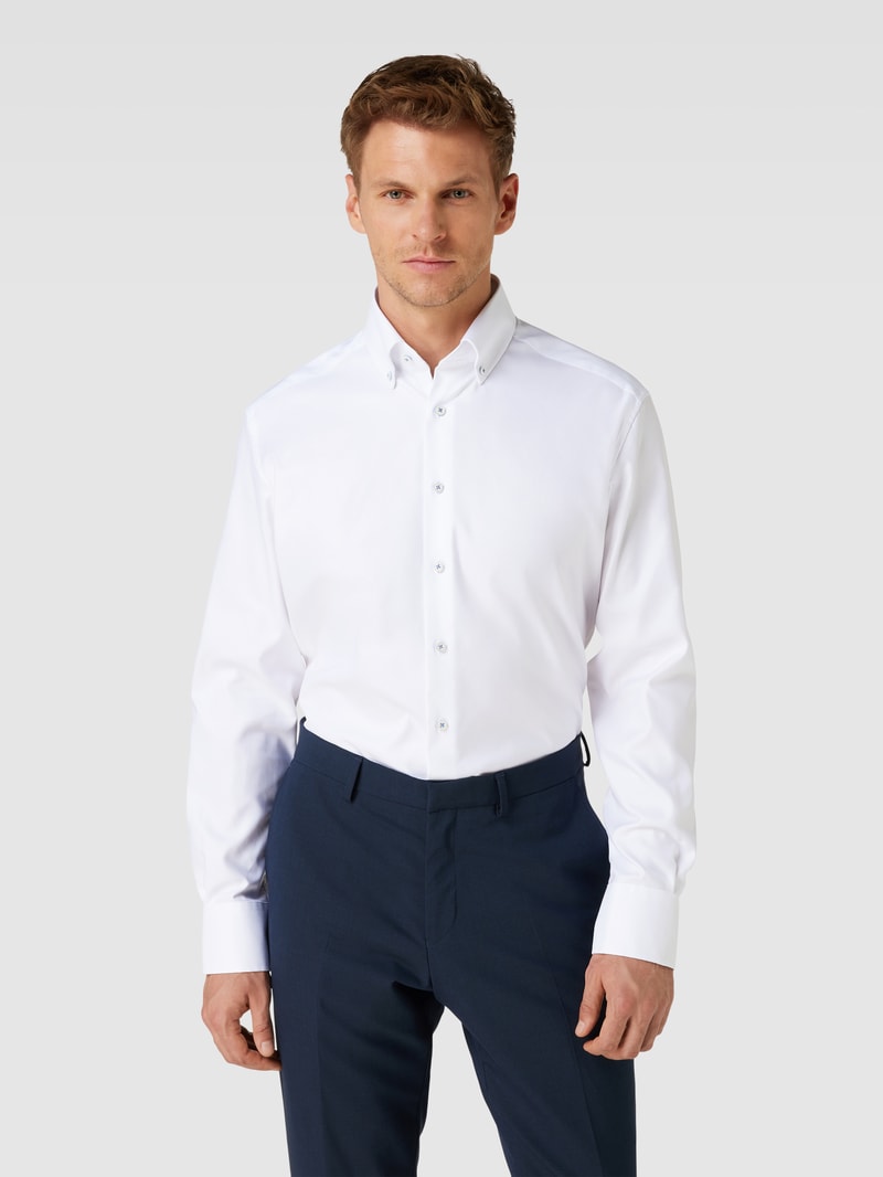 Slim Fit Premium Shirt mit Button-Down-Kragen in weiß