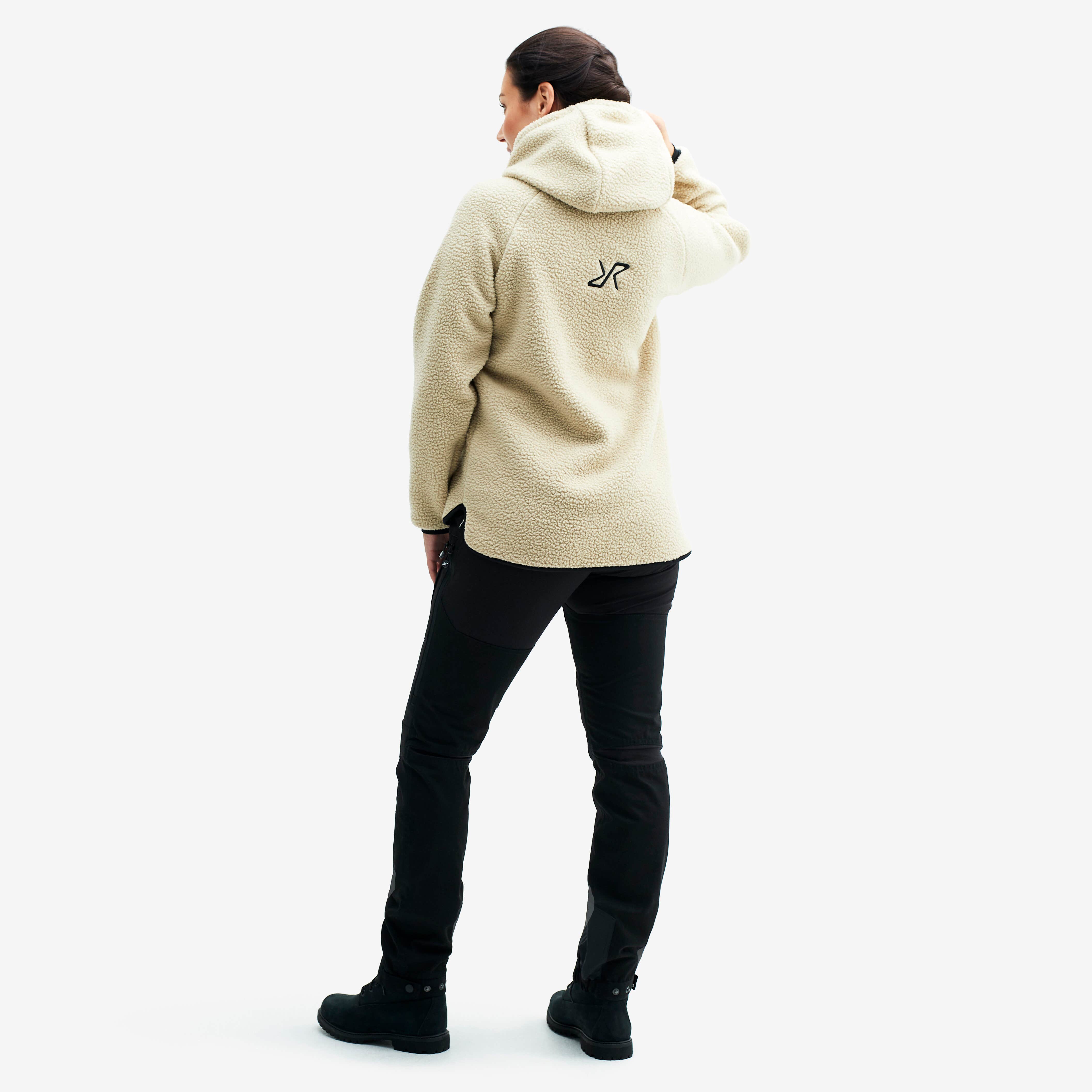 Sherpa Hoodie Femme Beige Khaki