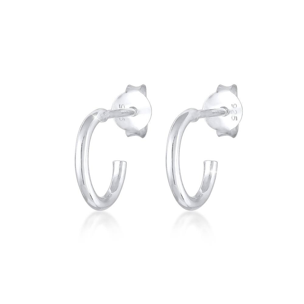 Elli Elli Boucles d'Oreilles Créoles Minimale Femme - (925/1000) Argent Boucles d'oreilles