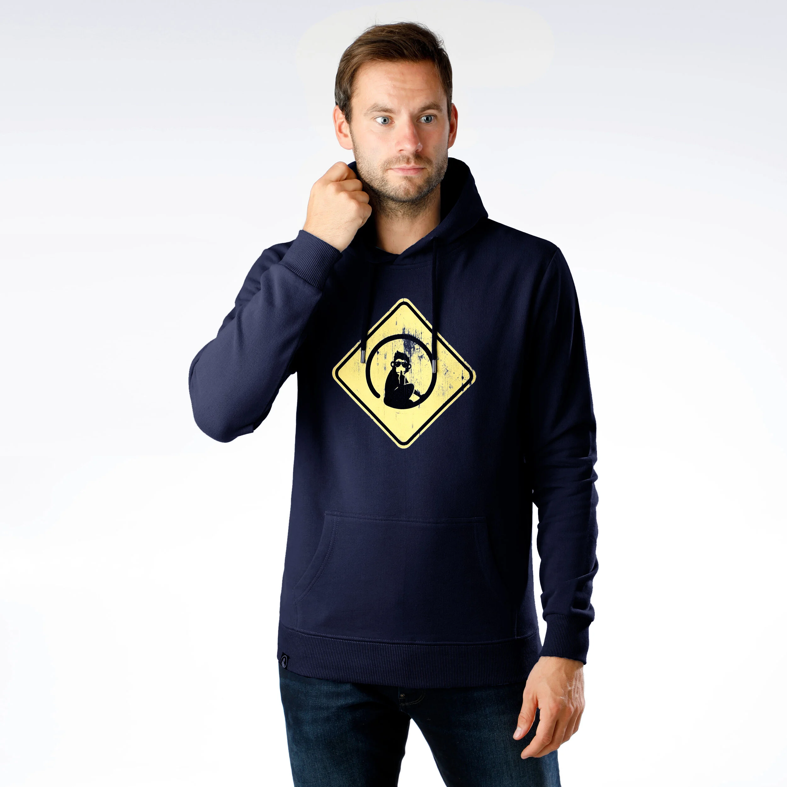 Australia Road Sign Hoody Herren - Dunkelblau, Gelb