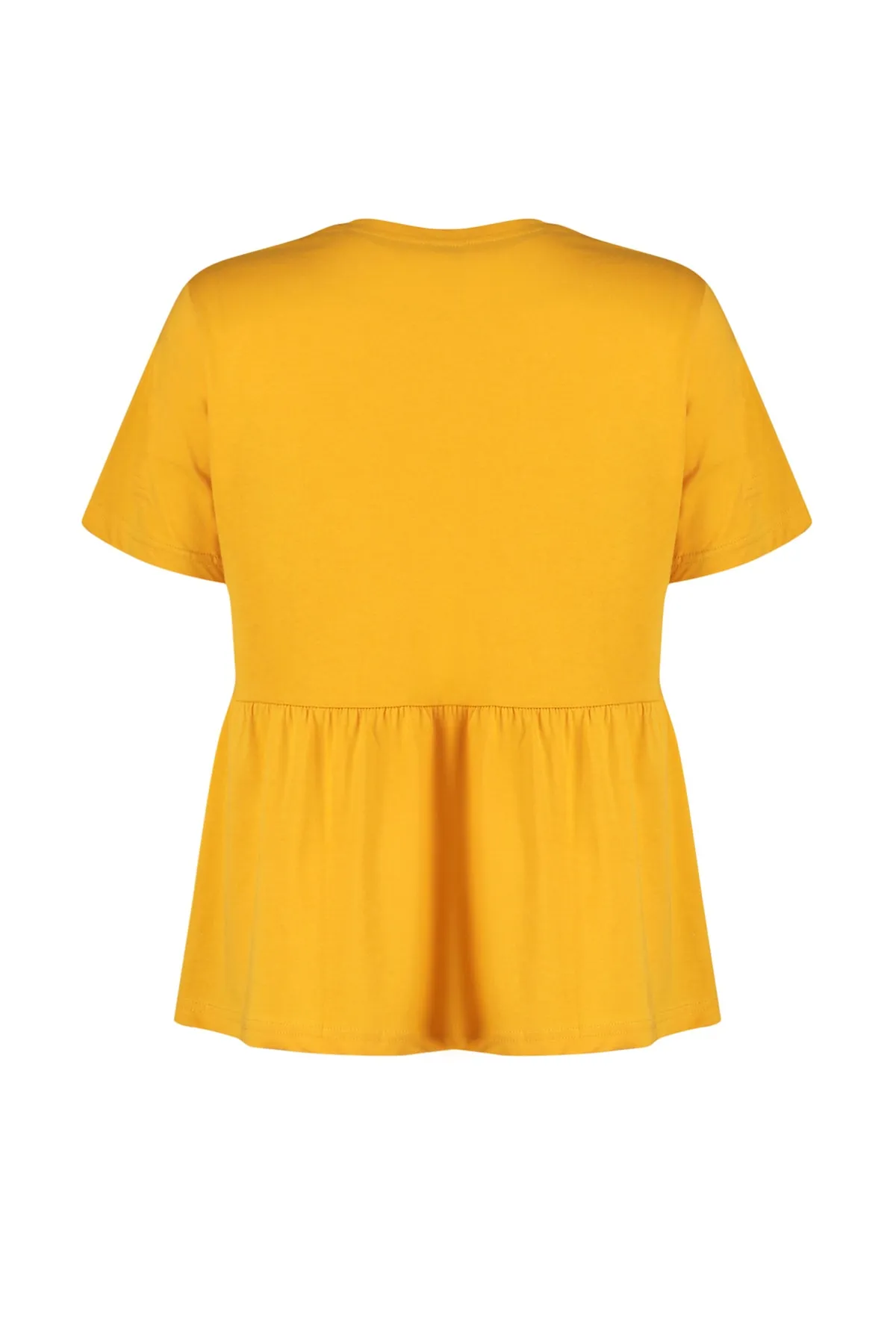 Trendyol Curve  Gelbes Strick-T-Shirt mit Rundhalsausschnitt TBSSS22TS2094