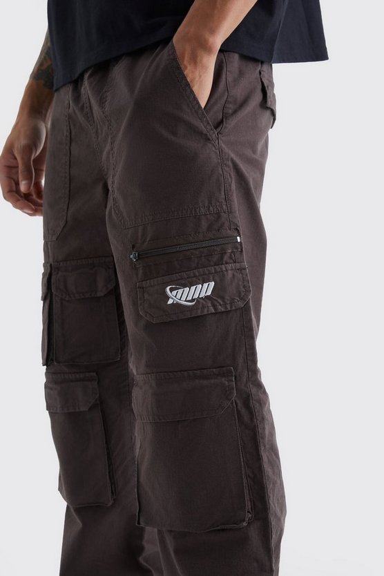 Lockere Cargo-Hose mit Stickerei