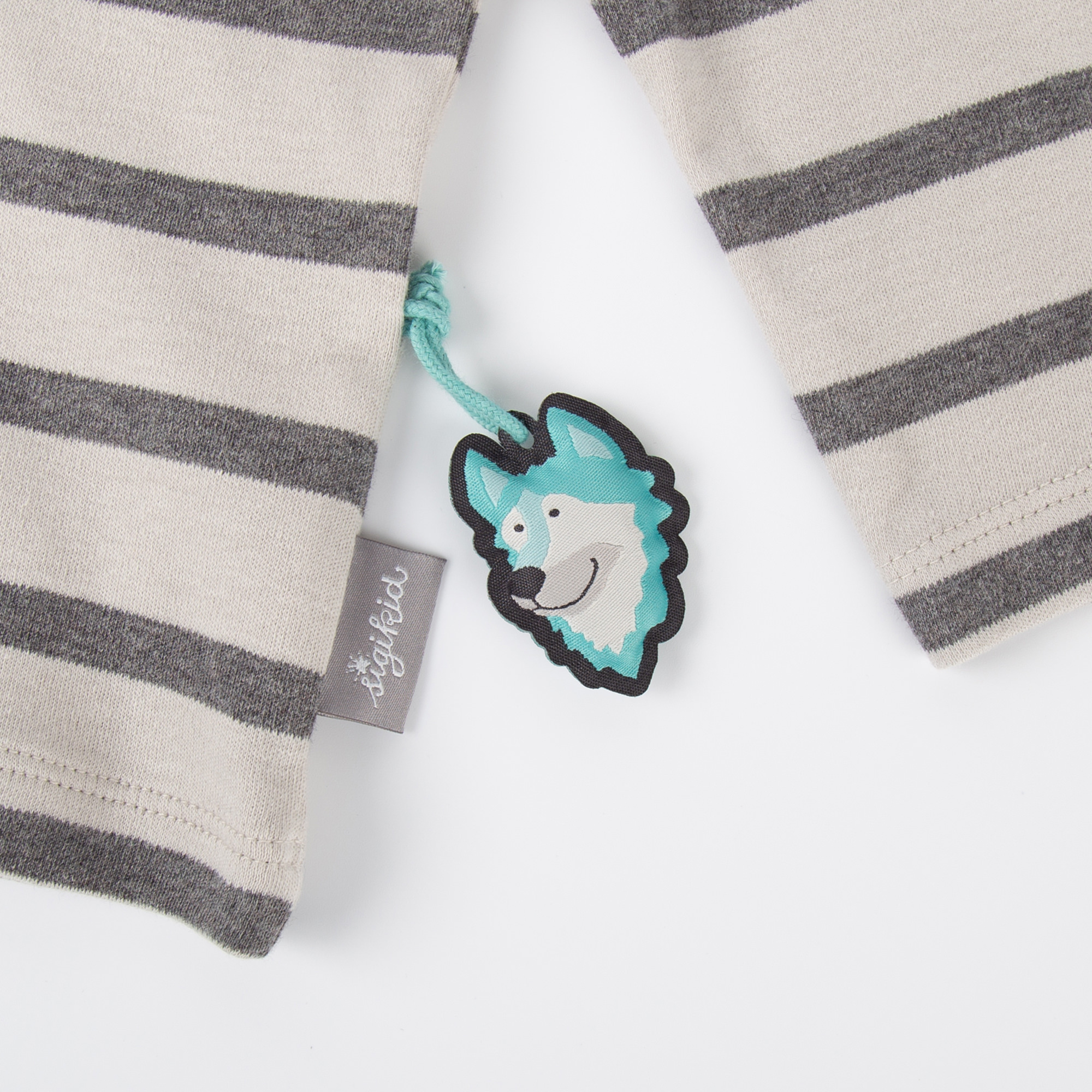 Kinder Langarmshirt mit Wal Motiv, grau geringelt
