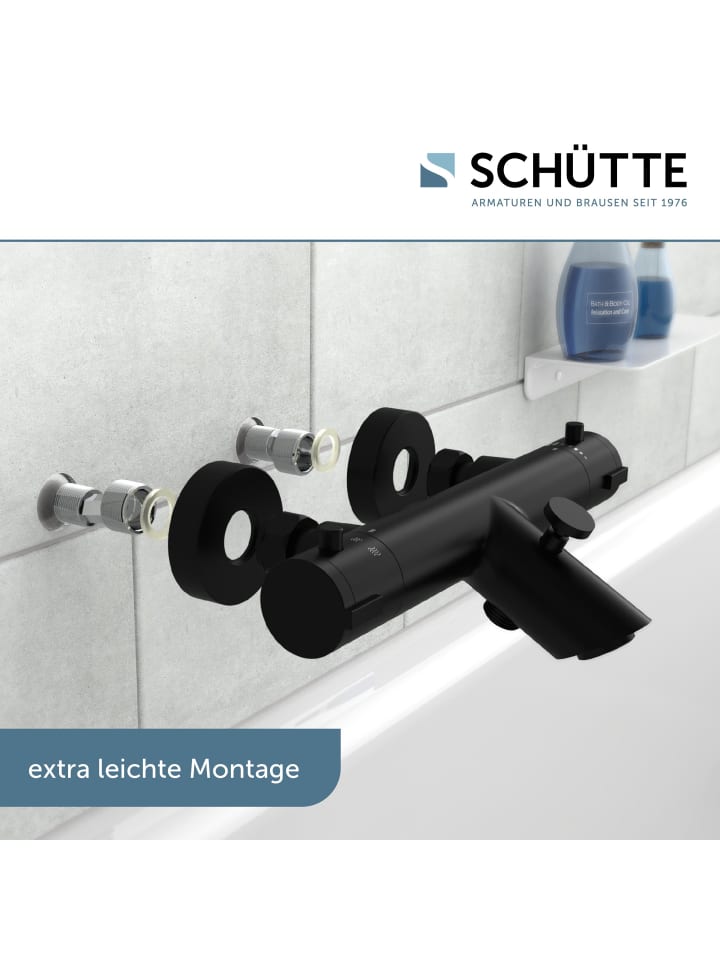 Schütte Wannenarmatur LONDON in Schwarz matt mit Thermostat - (L) 16 x (B) 27 x (H) 7 cm günstig kaufen onesize