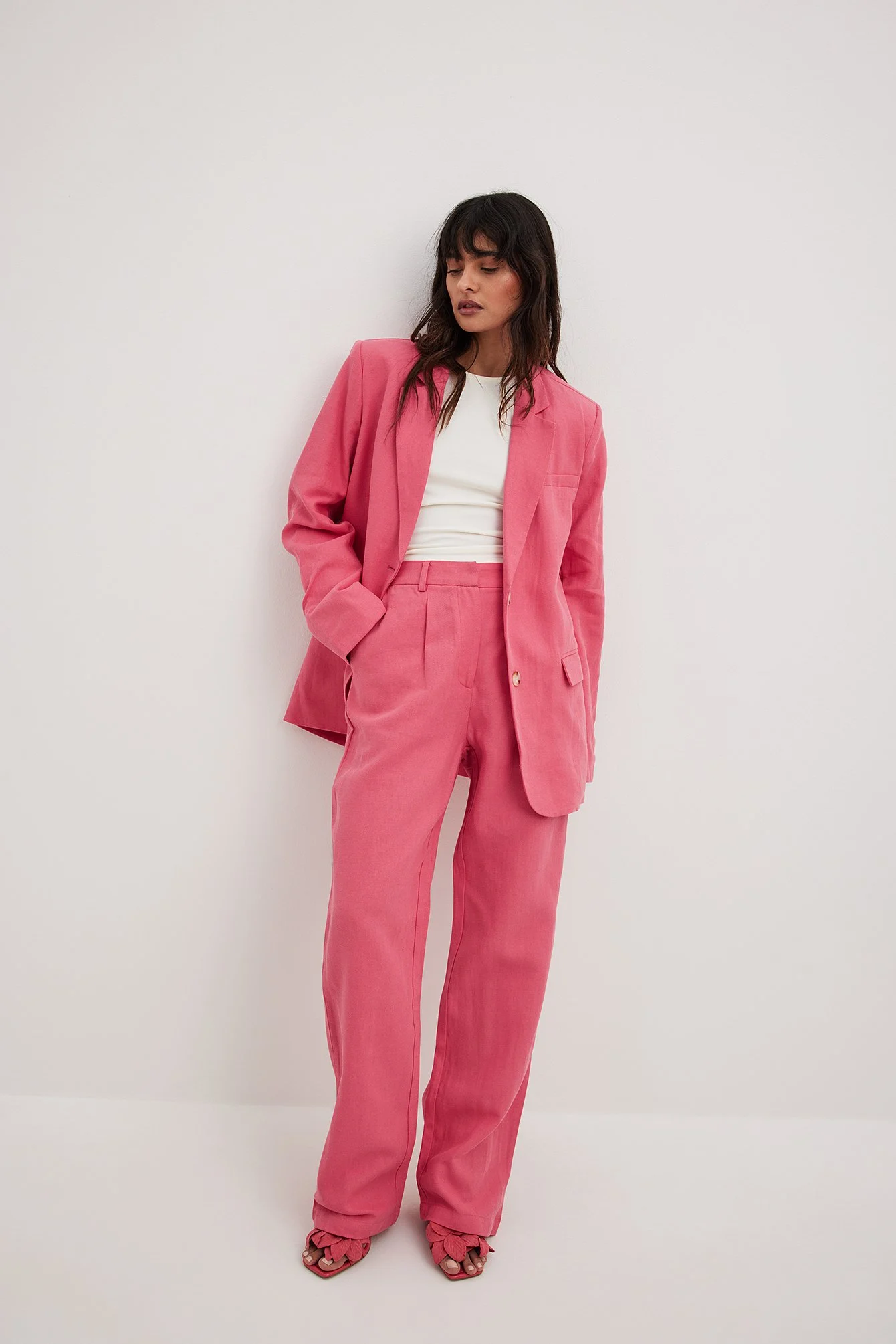 Oversize-Blazer aus Leinenmischung