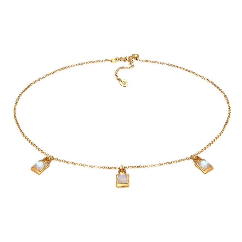 Elli PREMIUM Elli PREMIUM Collier Élégant Basic Choker avec Pierre de Lune Collier Femme - (92 collier