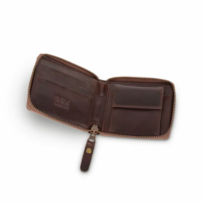 Buckle & Seam Leder Portemonnaie Grind - Braun \/ Blau