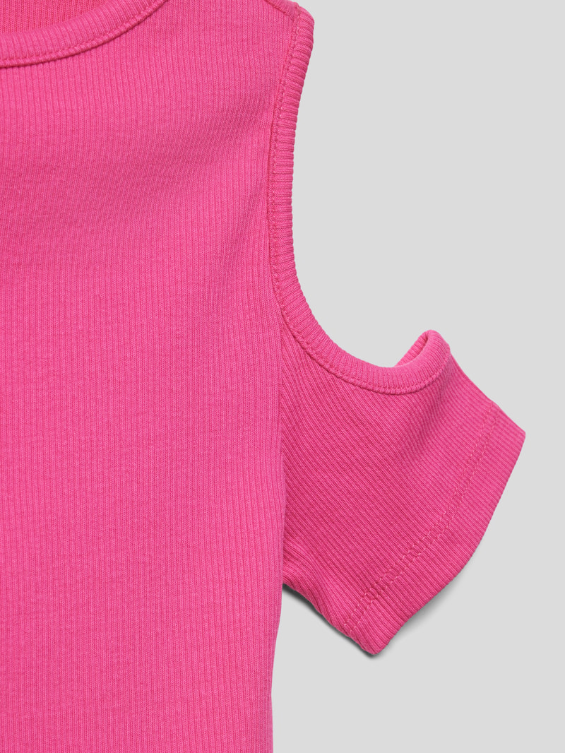 T-Shirt in Ripp-Optik in pink