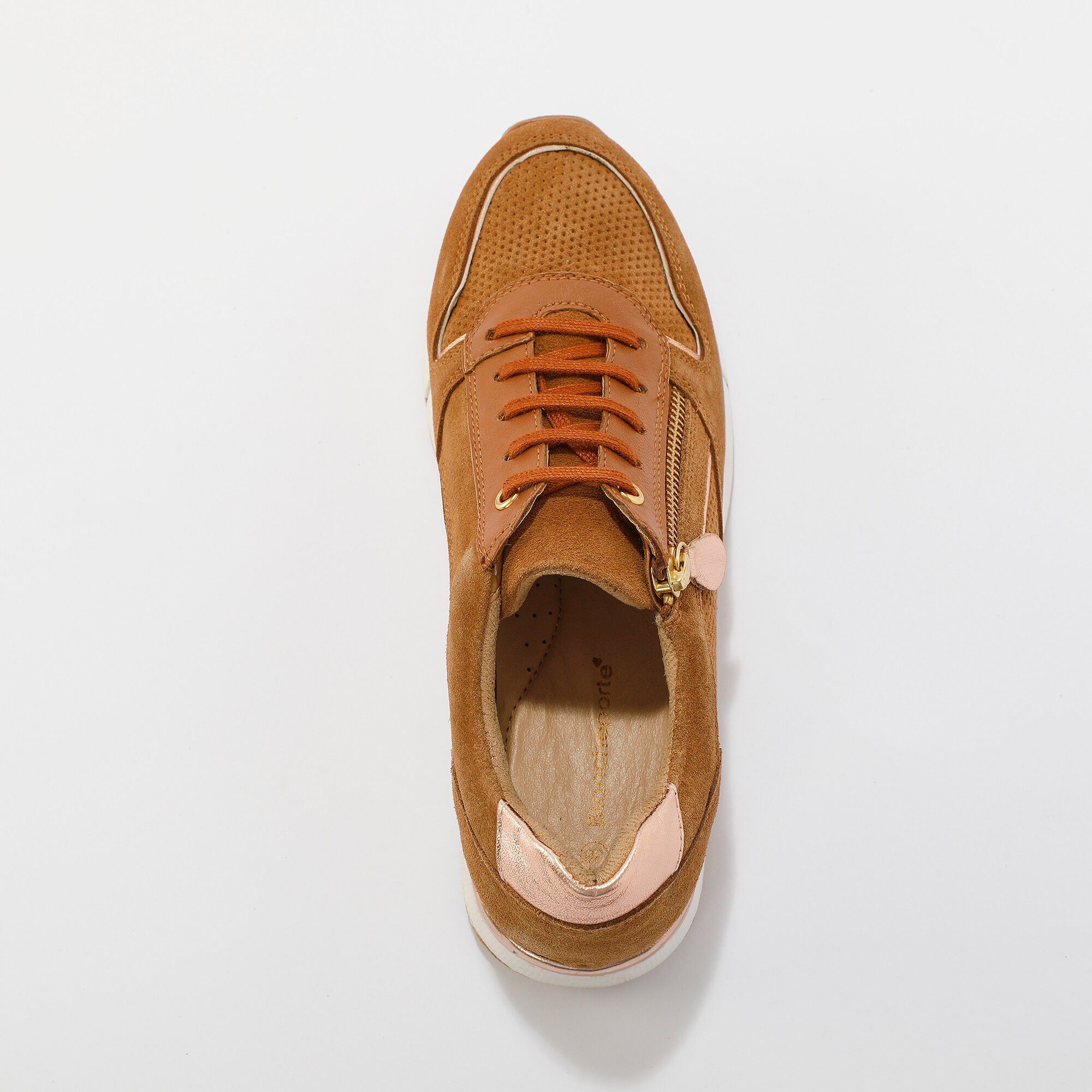 Baskets zippées en cuir empiècements ajourés