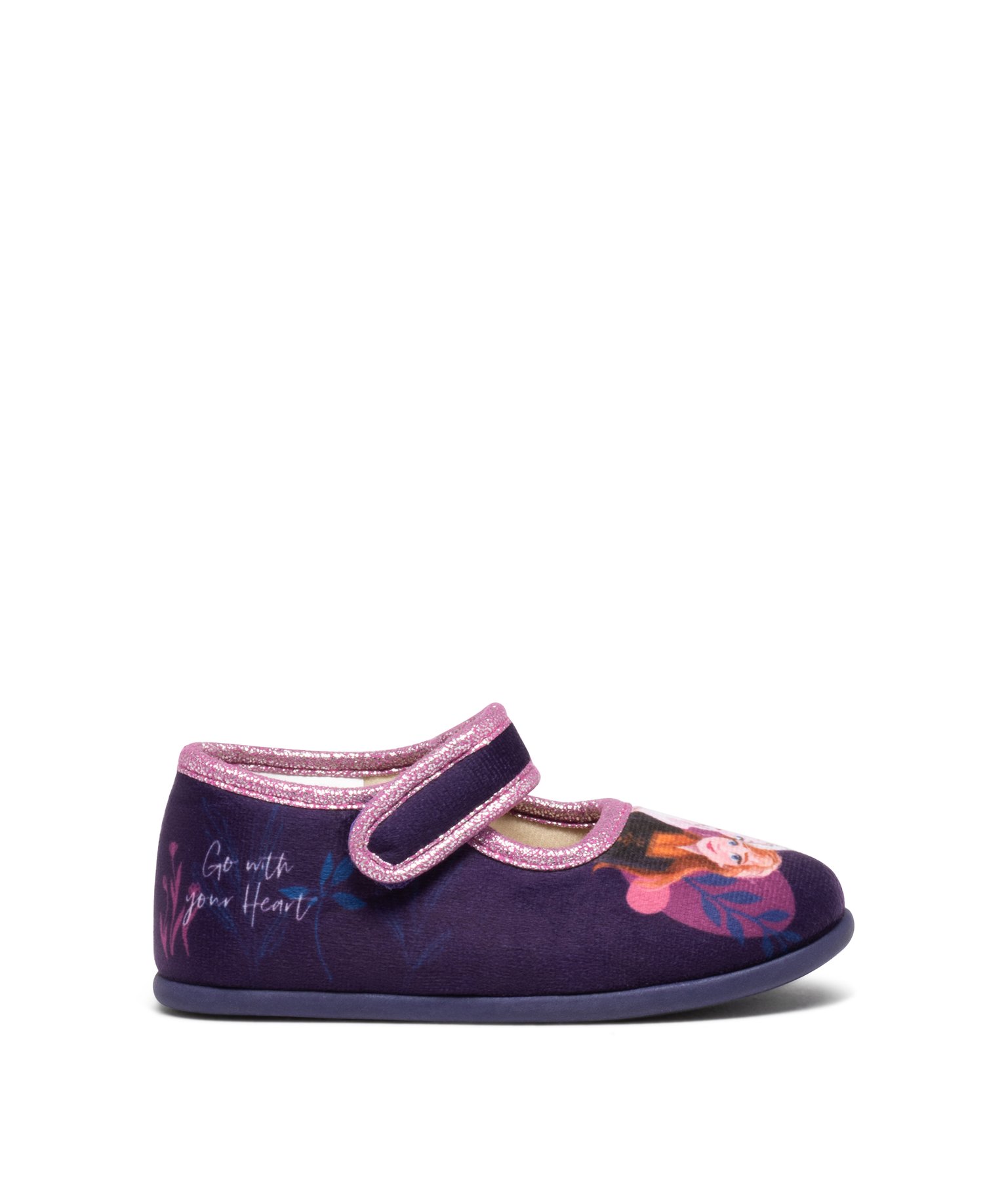 Chaussons fille ballerines à scratch et en velours La Reine... violet | GEMO