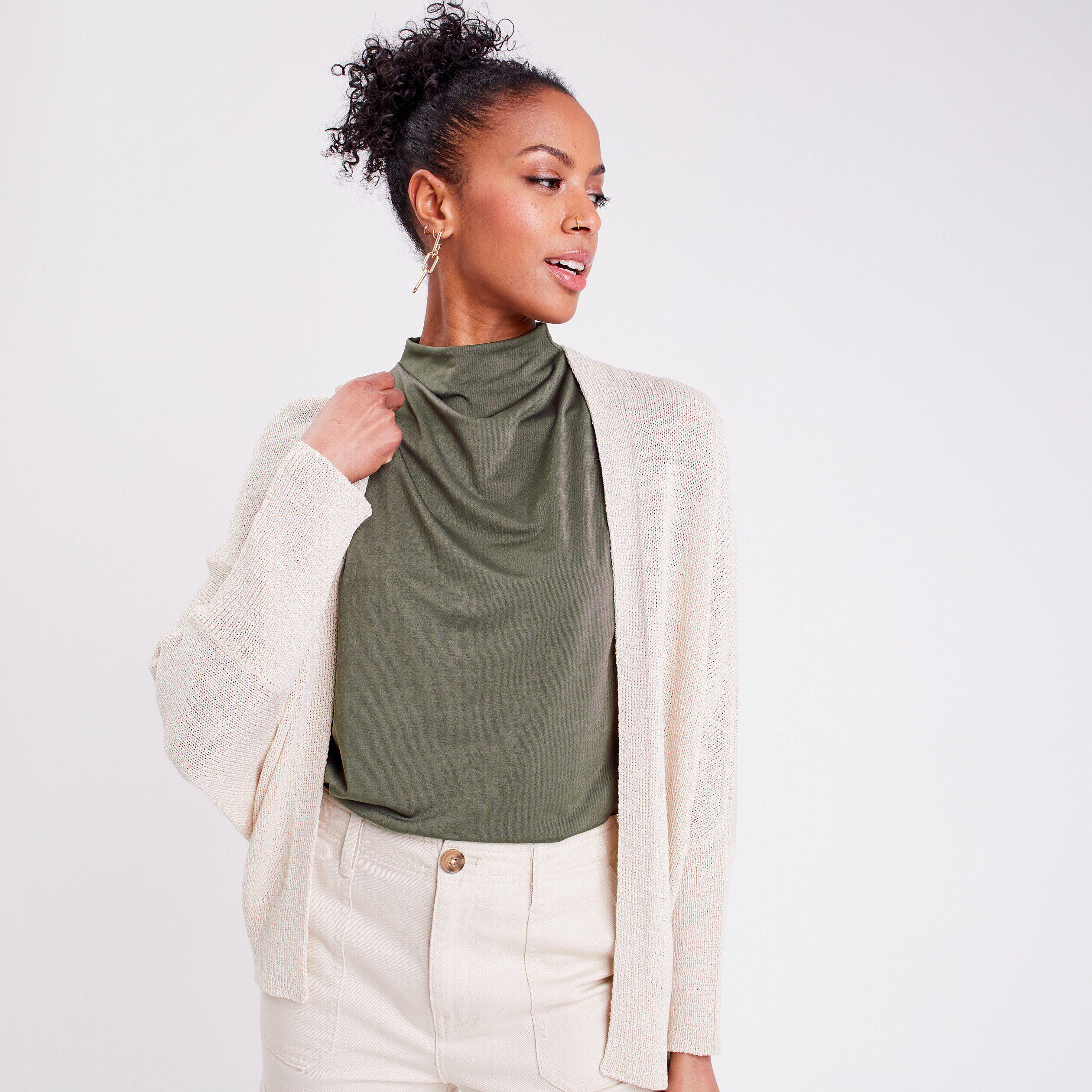 Gilet manches papillons ecru femme | Cache Cache