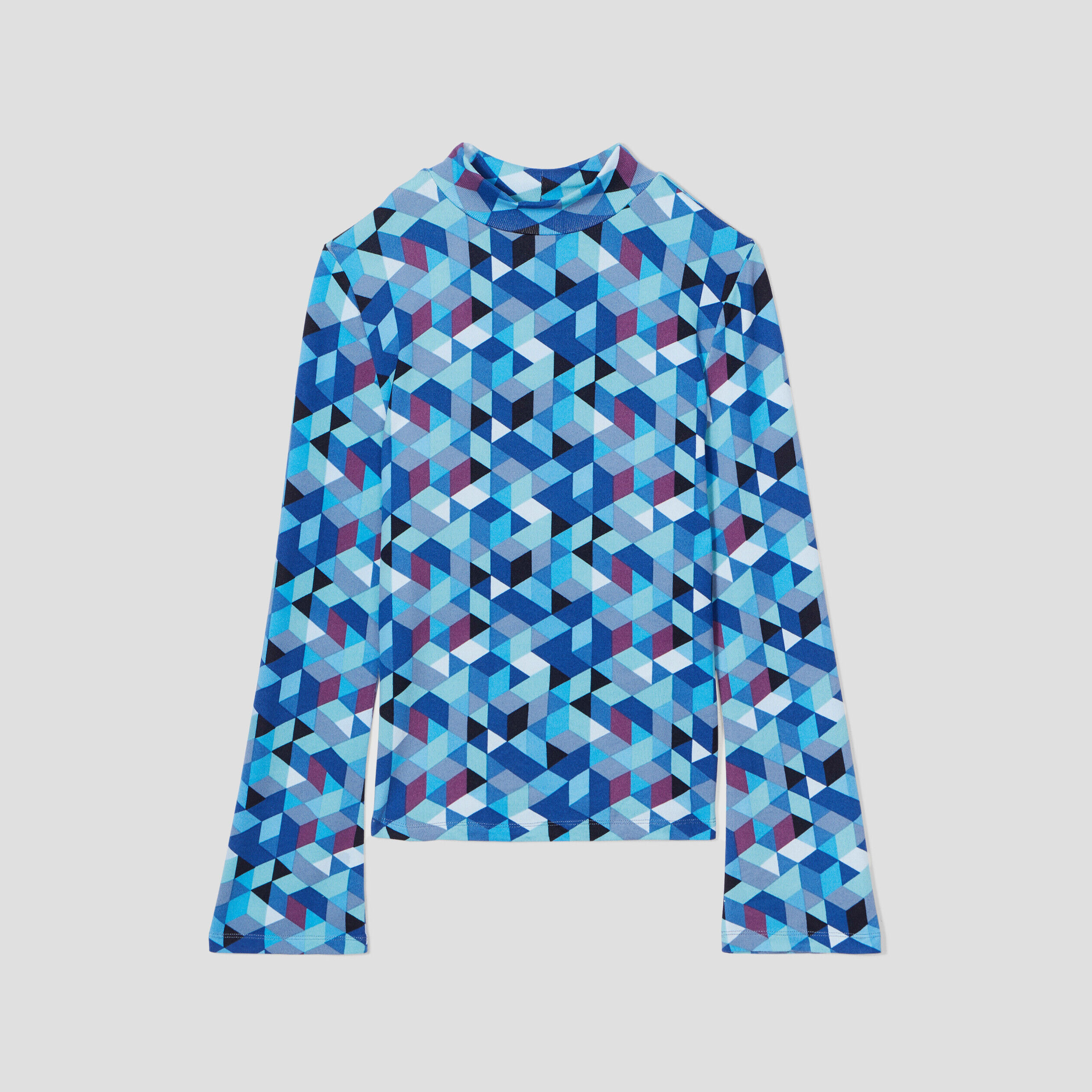 T-shirt col montant bleu femme | Cache Cache