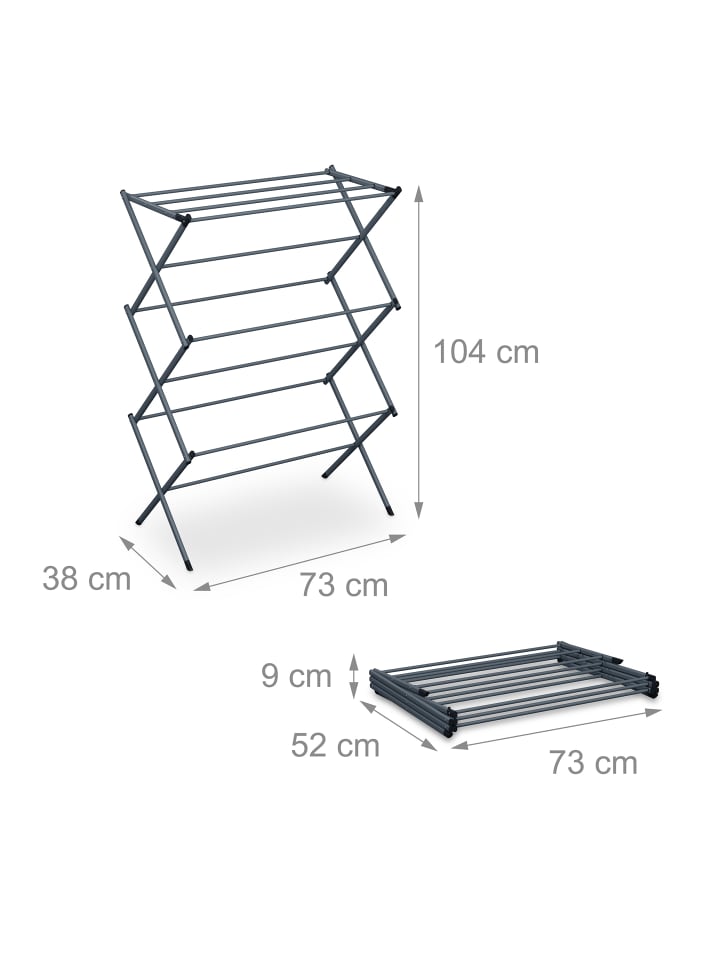 relaxdays Wäscheständer in Grau - (B)73 x (H)104 x (T)38 cm günstig kaufen onesize