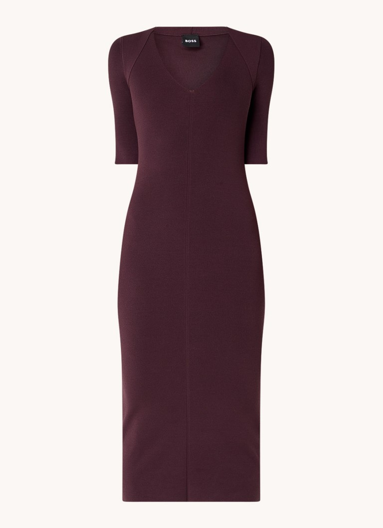 HUGO BOSS  Fezanin midi jurk met V-hals en stretch