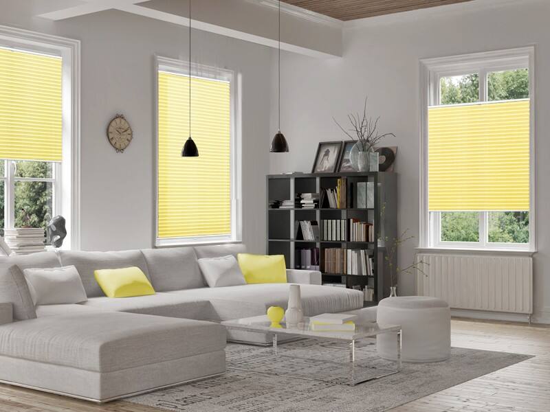 Casa Pura Plissee Magic Polyester, lackiertes Aluminium Gelb 1200 x 2000 mm