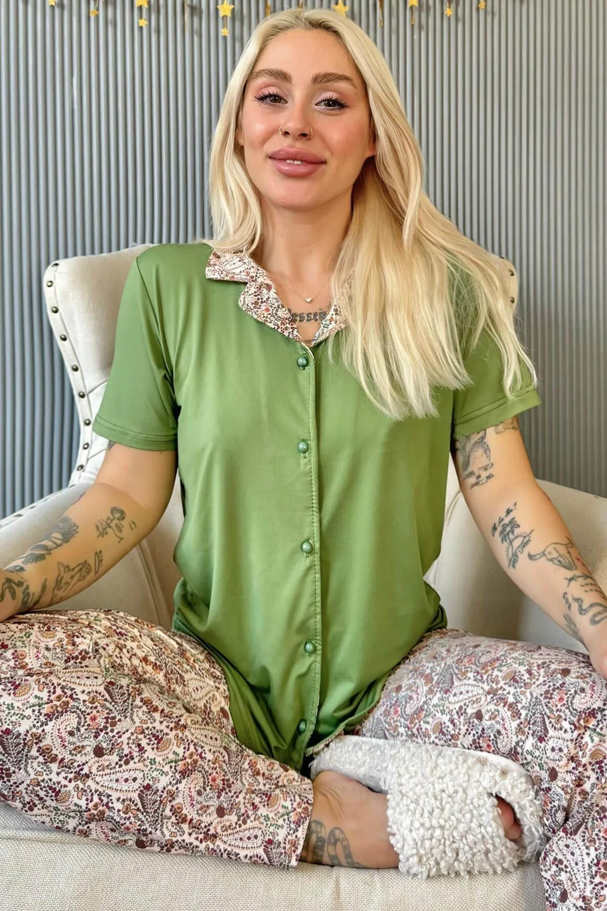Pijamaevi  Pyjama set - Grün - Unifarben