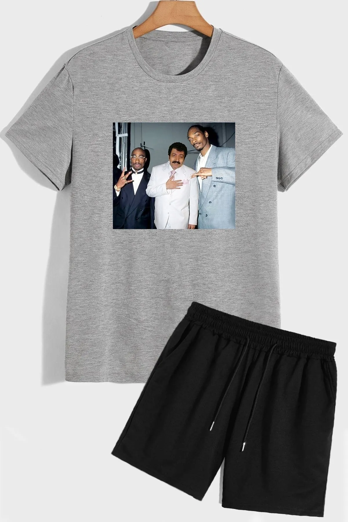 trendypassion  Müslüm bedrucktes Shorts-T-Shirt-Trainingsanzug-Set