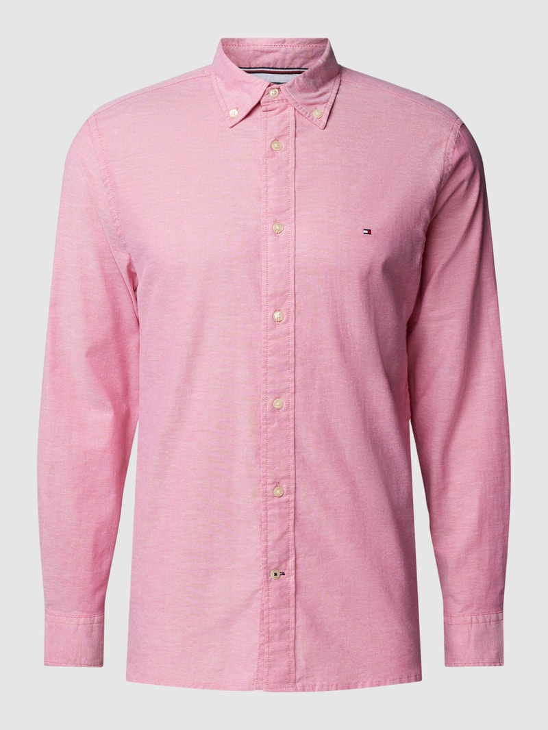 Freizeithemd mit Label-Stitching in neon rot