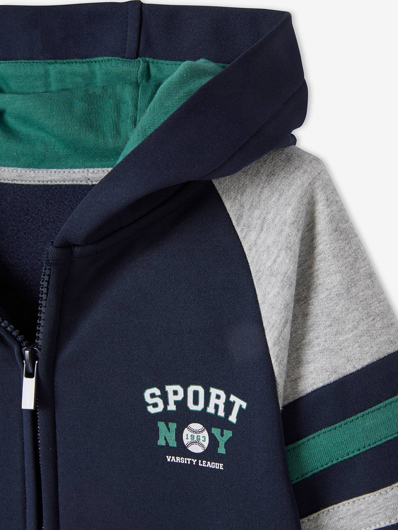 Sweat zippé à capuche sport garçon bleu foncé