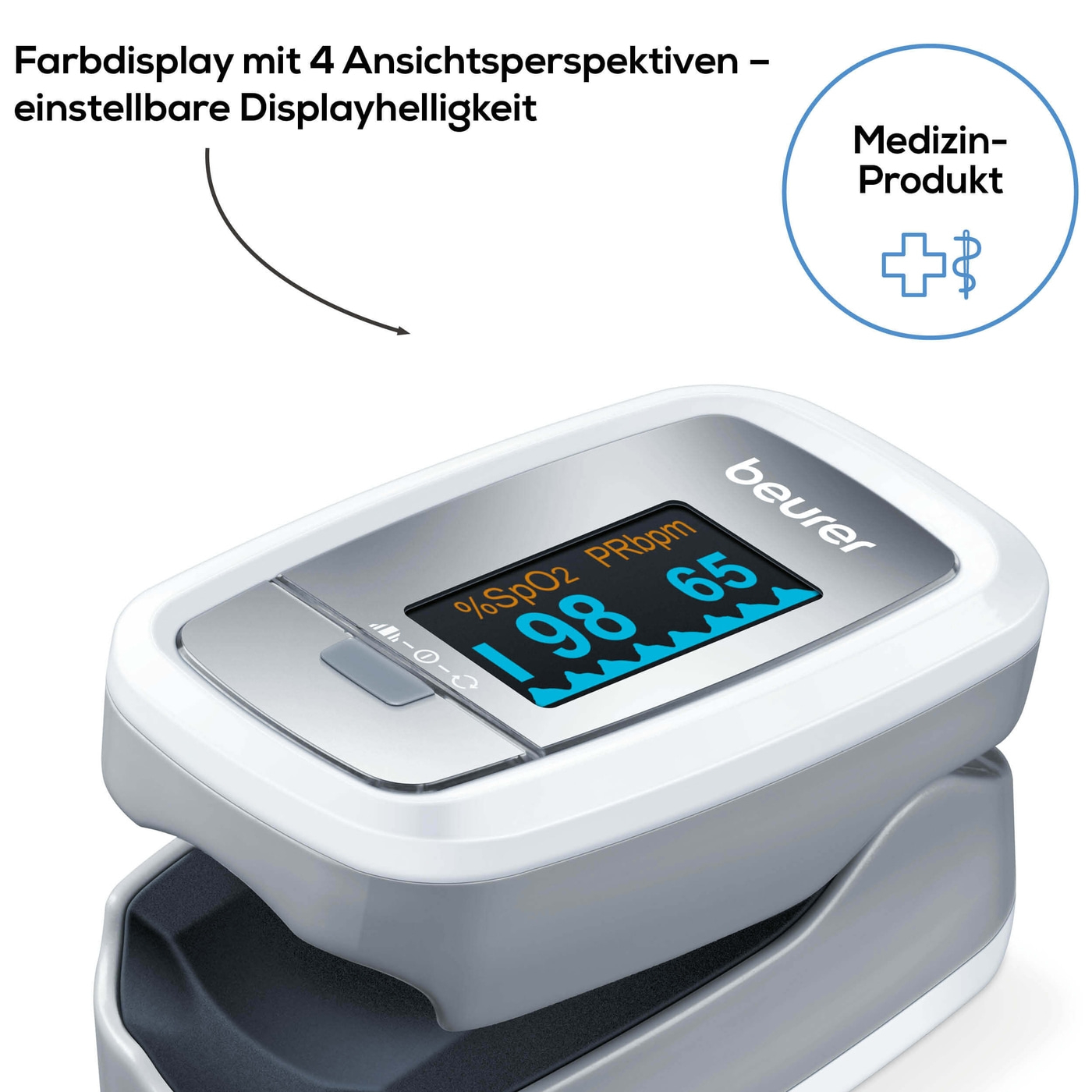 Beurer Pulsoximeter PO 30-Handliches Pulsoximeter zur Messung der Sauerstoffsättigung & Herzfrequenz