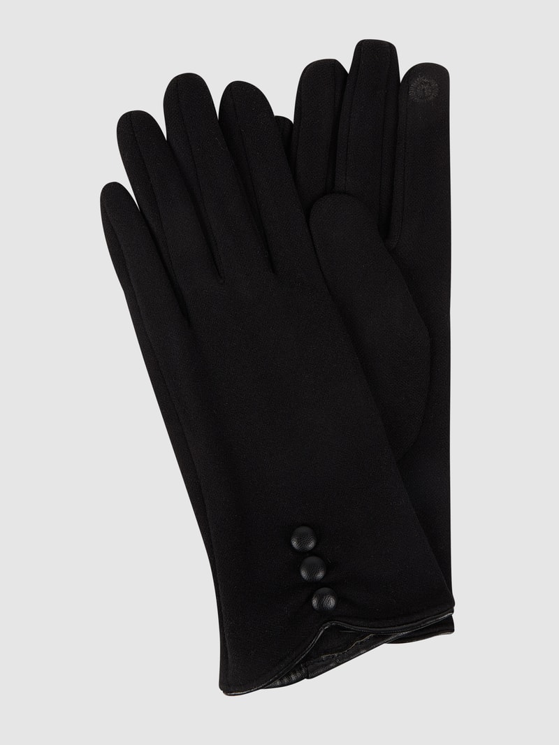 Touchscreen-Handschuhe mit Zierknöpfen in schwarz
