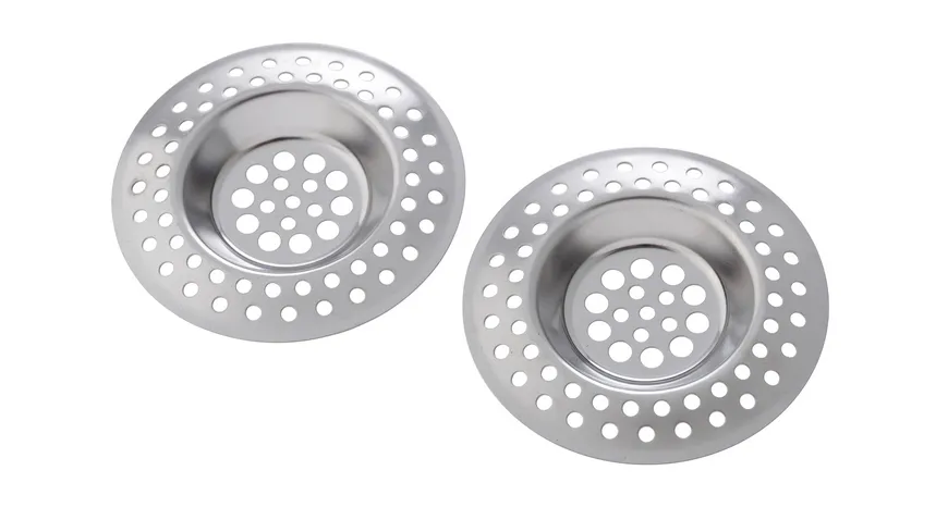WENKO Abflusssieb Edda 2er Set Silber glänzend